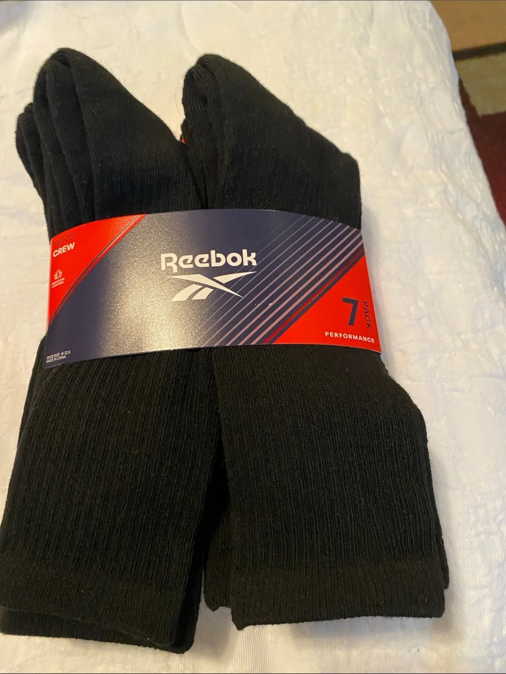 Reebok Black Men's Performance Crew Socks - 7 Pack